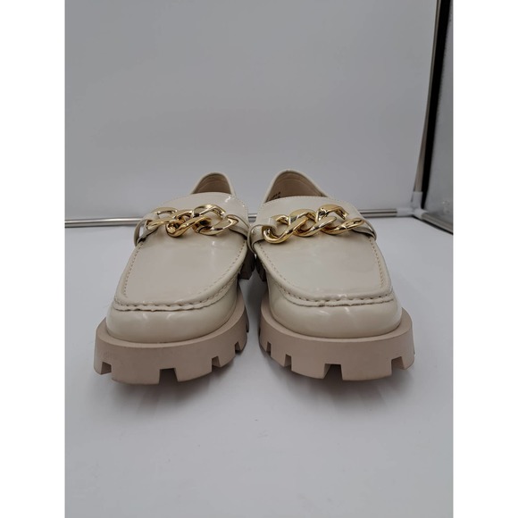 NWOB Dream Pairs Cream Golden Chain Chunky Loafers 10 - Picture 6 of 9